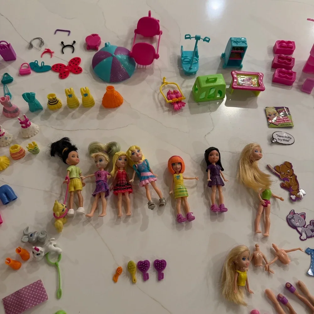 Polly Pocket Doll Accessory Lot 100+ Pieces Mattel Clothes Shoes Pets Furniture‎